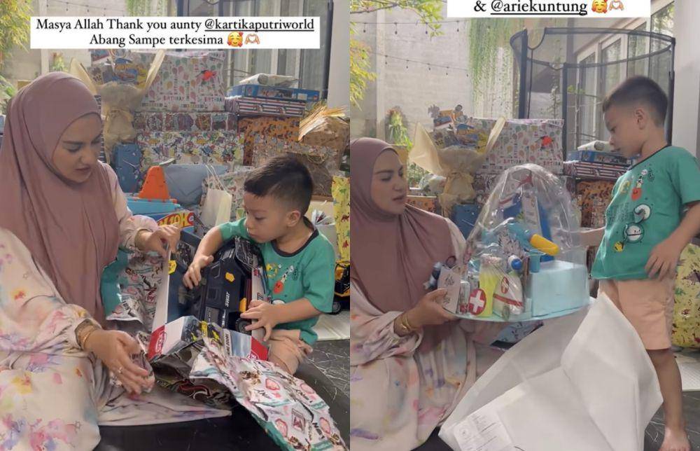 potret Irish Bella unboxing kado ulang tahun Air Rumi (Instagram.com/_irishbella_)