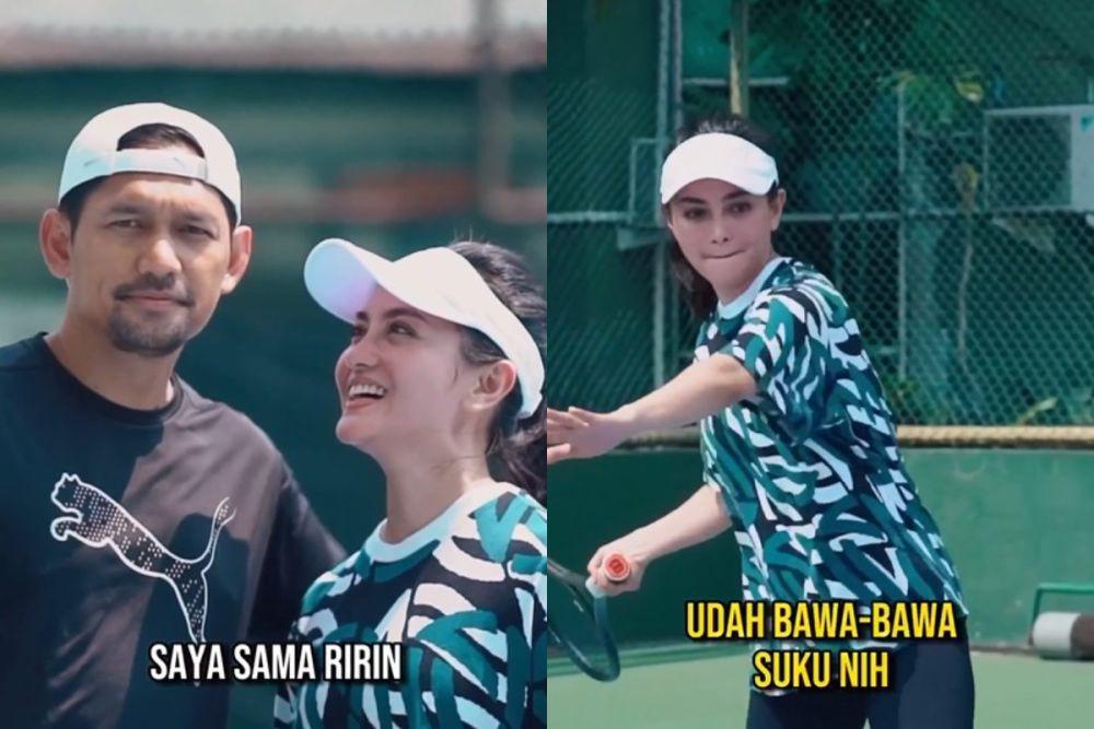 7 Potret Ibnu Jamil-Ririn Berlatih Tenis, Tak Takut Lawan Judika-Duma