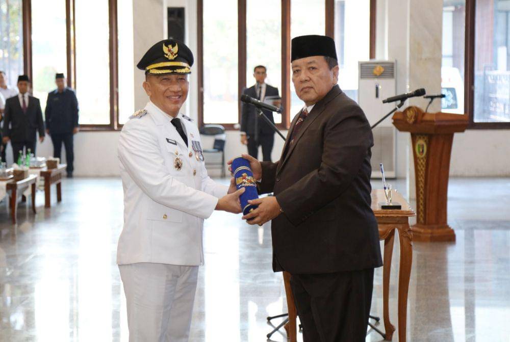 Kepala Badan Perencanaan Pembangunan Daerah (Bappeda) Provinsi Lampung, Mulyadi Irsan sebagai Penjabat (Pj) Bupati Tanggamus di Aula Mahan Agung, Rabu (27/9/2023). (Dok. Pemprov Lampung).