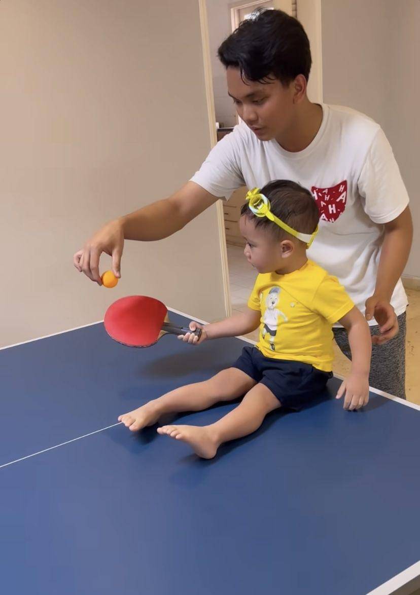 potret gemas Rayyanza latihan tenis meja (Instagram.com/raffinagita1717)