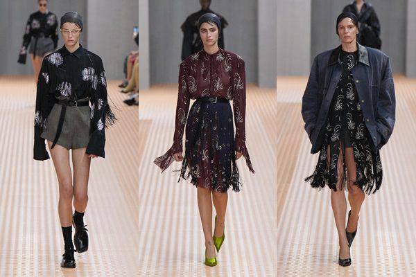 Koleksi busana Prada SS24 di Milan Fashion Week (Launchmetrics.com/spotlight)