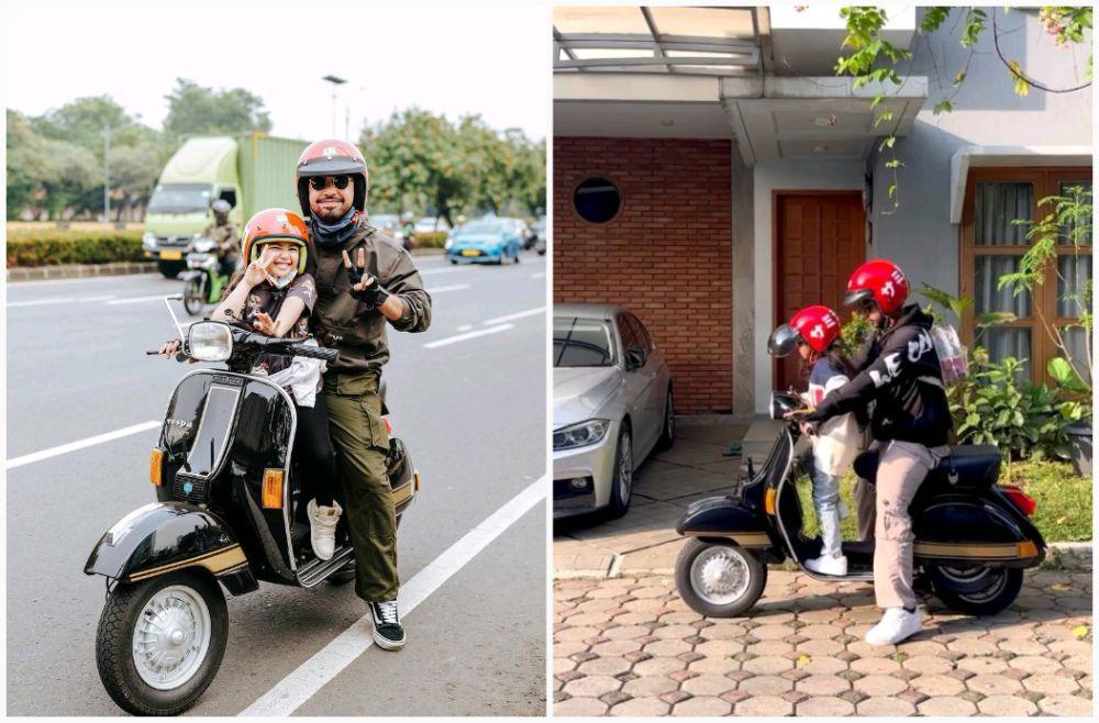7 Potret Hassan Alaydrus Ajak Putrinya Naik Vespa, Sweet!