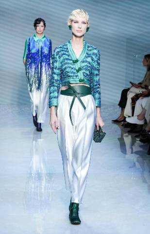 koleksi Giorgio Armani di Milan Fashion Week Spring Summer 2024 (Launchmetrics.com/spotlight)