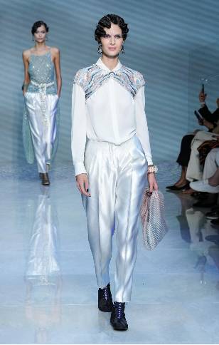 koleksi Giorgio Armani di Milan Fashion Week Spring Summer 2024 (Launchmetrics.com/spotlight)