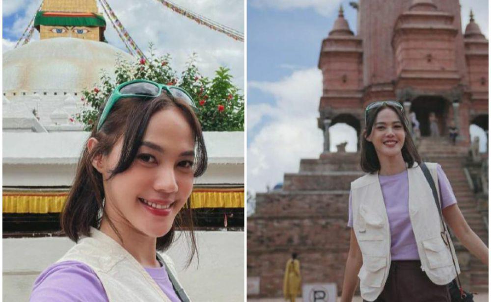 9 Potret Della Dartyan Keliling Wisata di Kathmandu tanpa Nino
