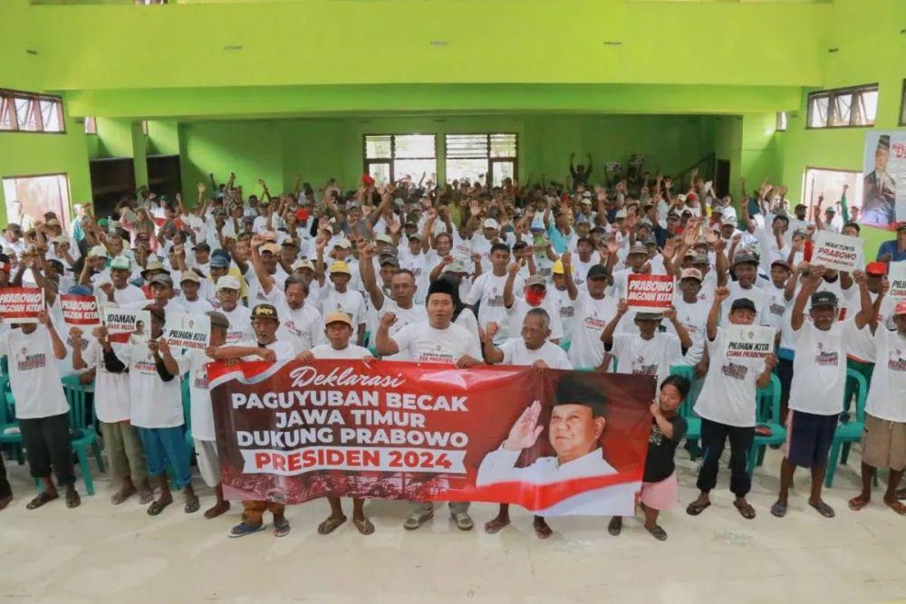 Paguyuban Tukang Becak di Jatim Deklarasi Dukung Prabowo