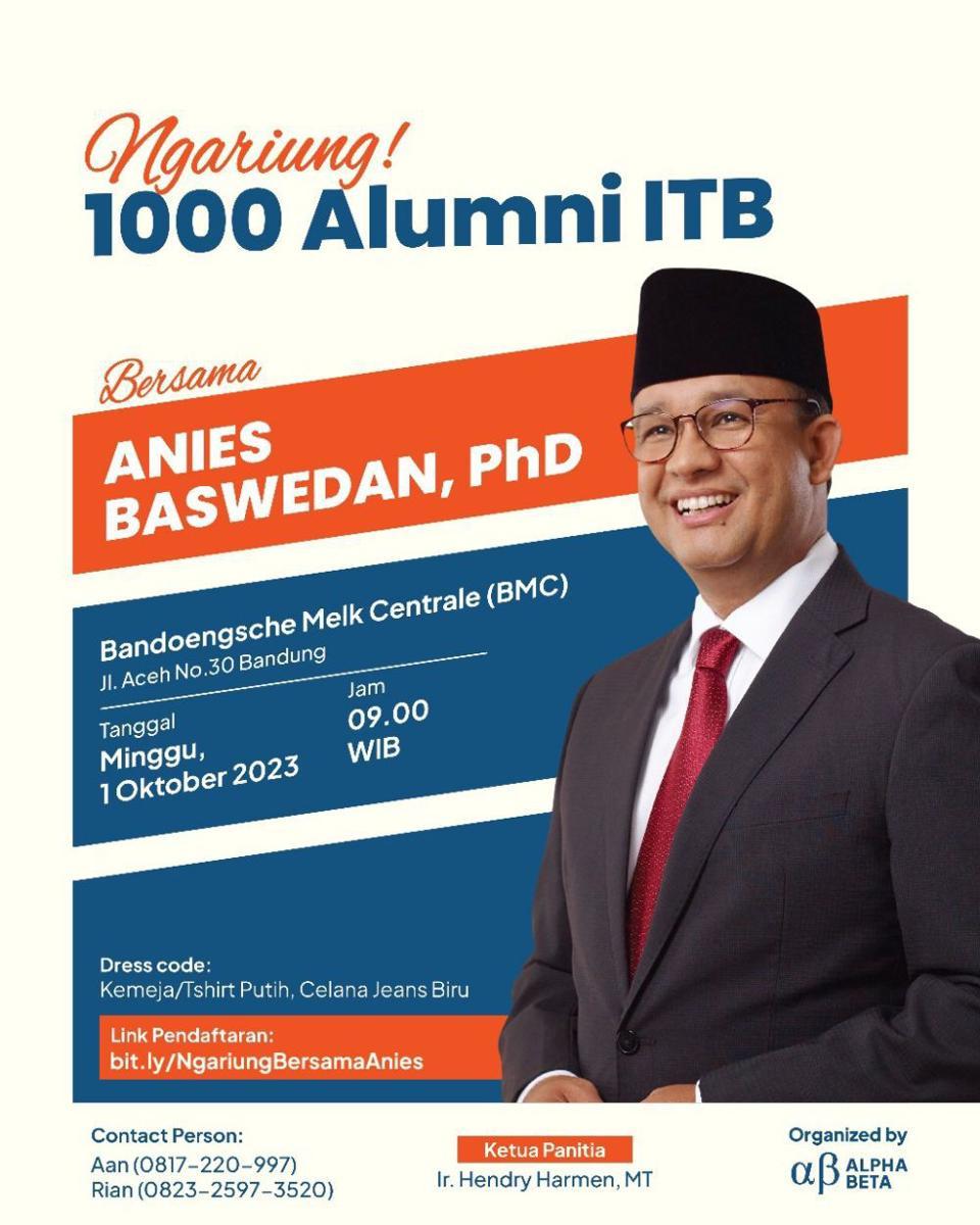 Besok, 300 Orang Alumni ITB Bakal Diskusi Bareng Anies Baswedan