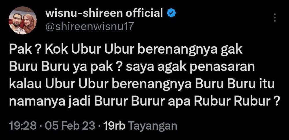 pertanyaan kocak ala Teuku Wisnu (x.com/shireenwisnu17)