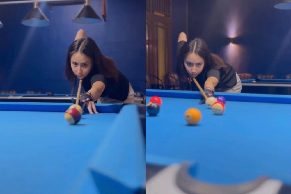 7 Potret Clairine Clay Bermain Biliar, Bak Atlet Pro!
