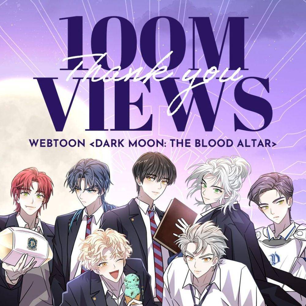 poster perayaan 100 juta views Webtoon 'Dark Moon: The Blood Altar' (instagram.com/darkmoon_hybe)