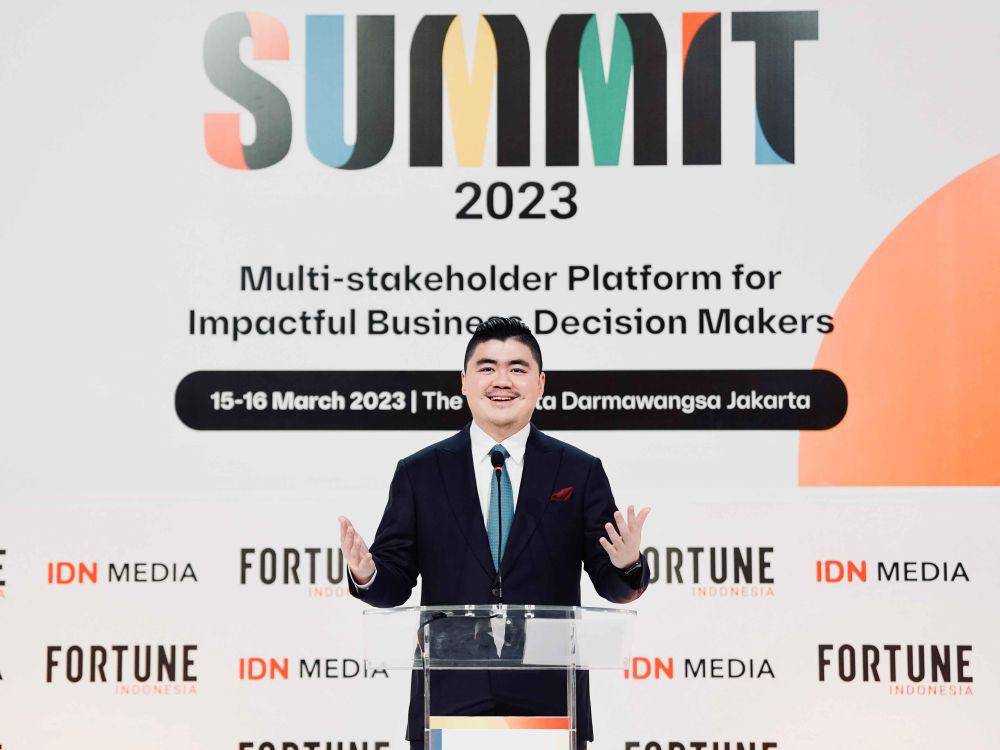 Founder dan CEO IDN Media Winston Utomo memberikan sambutan di acara FORTUNE Indonesia Summit 2023 (Dok. IDN Media)