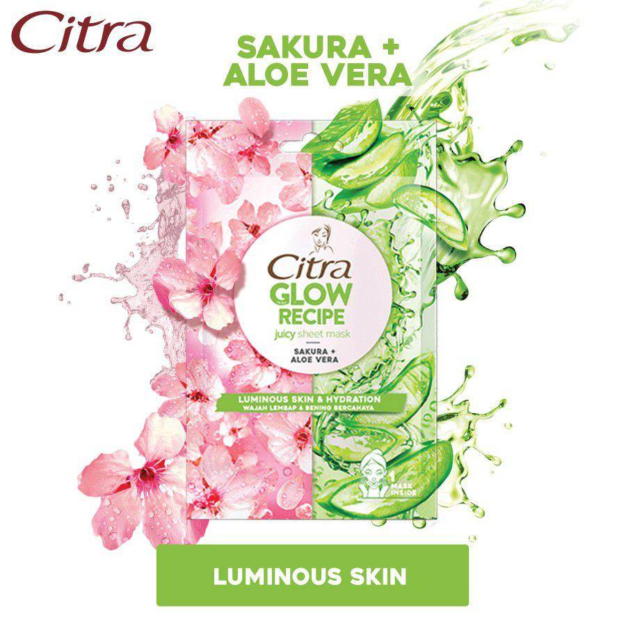 Citra Glow Recipe Juicy Sheet Mask Sakura + Aloe Vera. (dok. Shopee/Unilever Official Store)