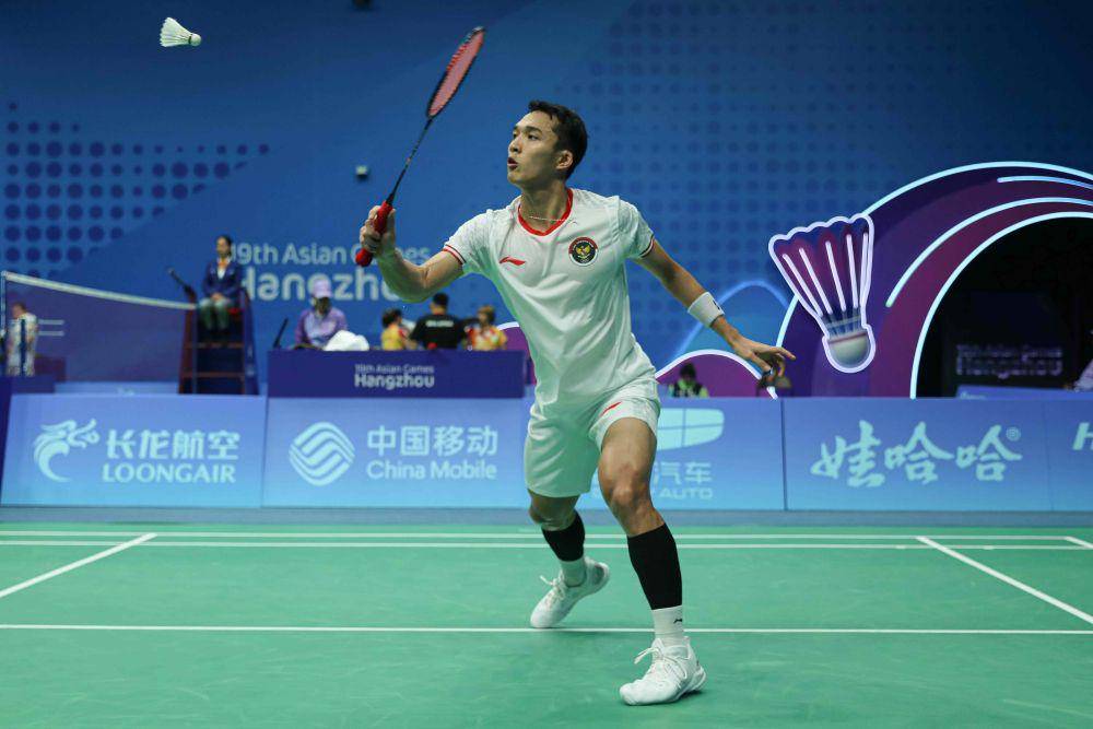 Jonatan Christie di nomor perorangan tunggal putra Asian Games 2022 Hangzhou (dok. PP PBSI)
