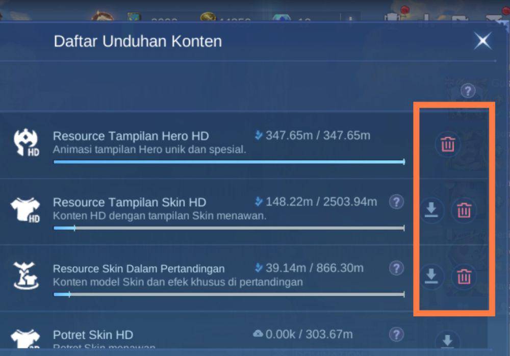 potret menu resource yang bisa dihapus di Mobile Legends (dok. Moonton/Mobile Legends)