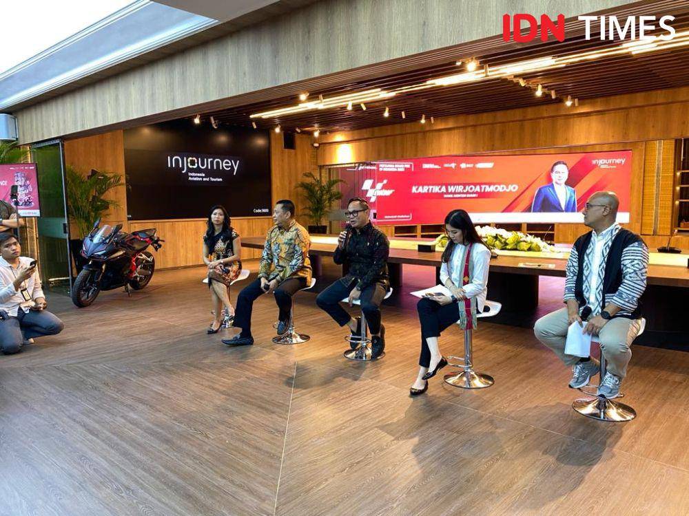 Sesi konferensi pers MotoGP 2023 di Kantor InJourney, Sarinah, Jakarta, Selasa (3/10). (dok. InJourney)