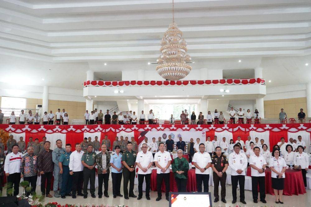 rapat koordinasi dan diskusi publik pencegahan TPPO khususnya pada sektor judi online, scam, dan upaya perlindungan WNI di Luar Negeri di Aula Mapalus Kantor Gubernur Sulut, Rabu (4/9/2023). Dok. Dinas Kominfo Sulut