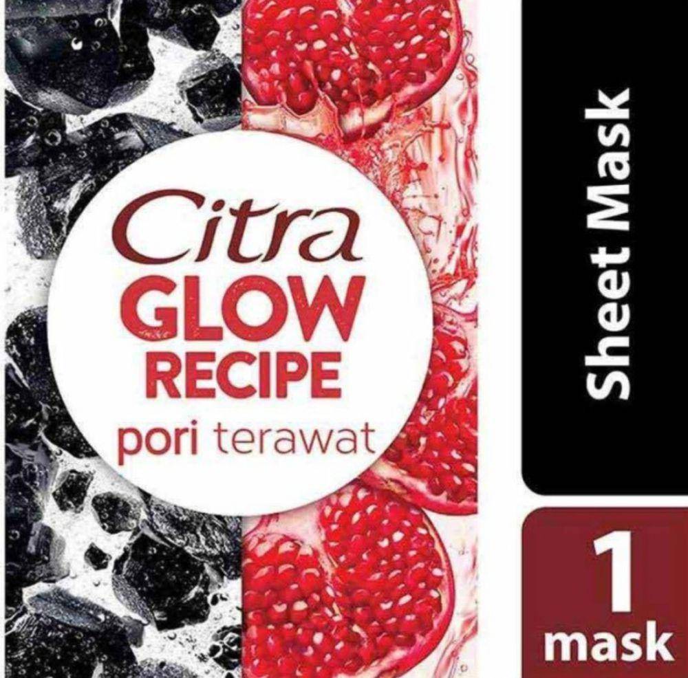 Citra Glow Recipe Juicy Sheet Mask – Activated Charcoal + Pomegranate (tokopedia.com/Jofana shop)