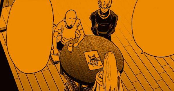 Saitama dan Flashy Flash membicarakan soal Manako dan God ( Dok. tonarioyj.jp/One Punch Man )