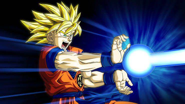 Super Saiyan Goku sedang mengeluarkan kamehameha (dok. Toei Animation/Dragon Ball Z)