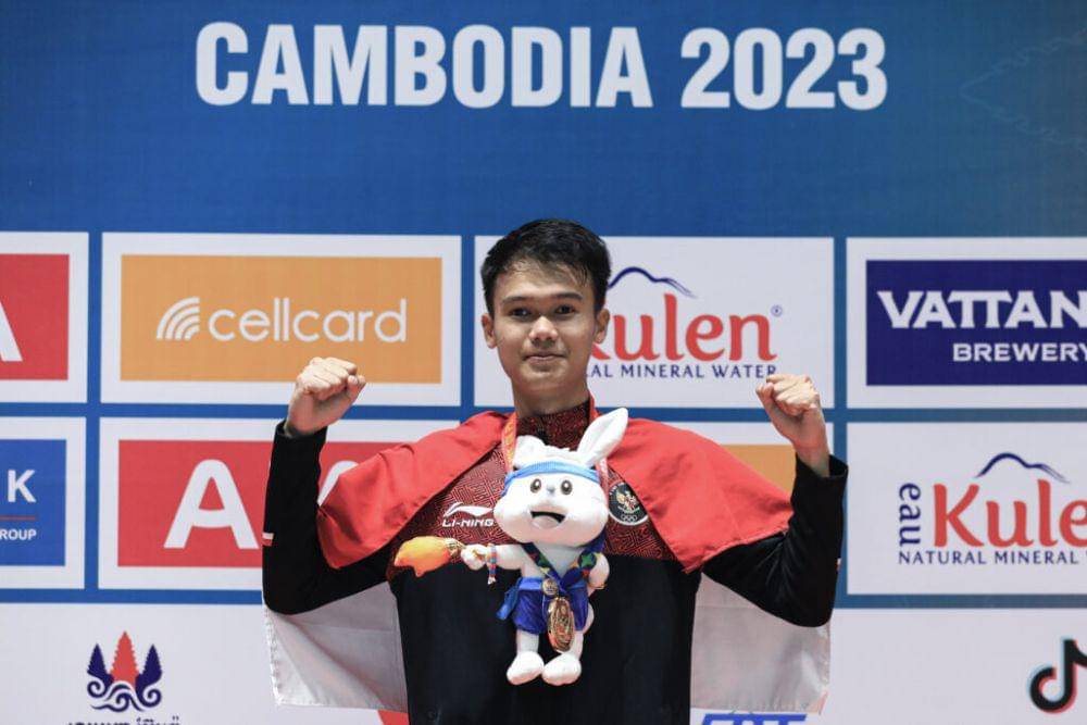 Tunggal putra Indonesia, Christian Adinata cedera di meraih medali emas SEA Games 2023 (https://pbsi.id/)