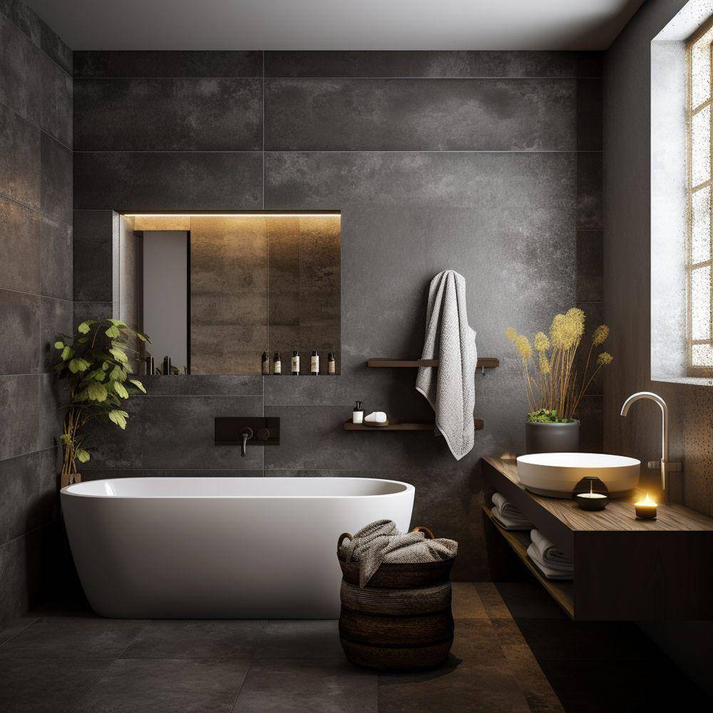 ilustrasi kamar mandi maskulin ala desain industrial (freepik.com/freepik)