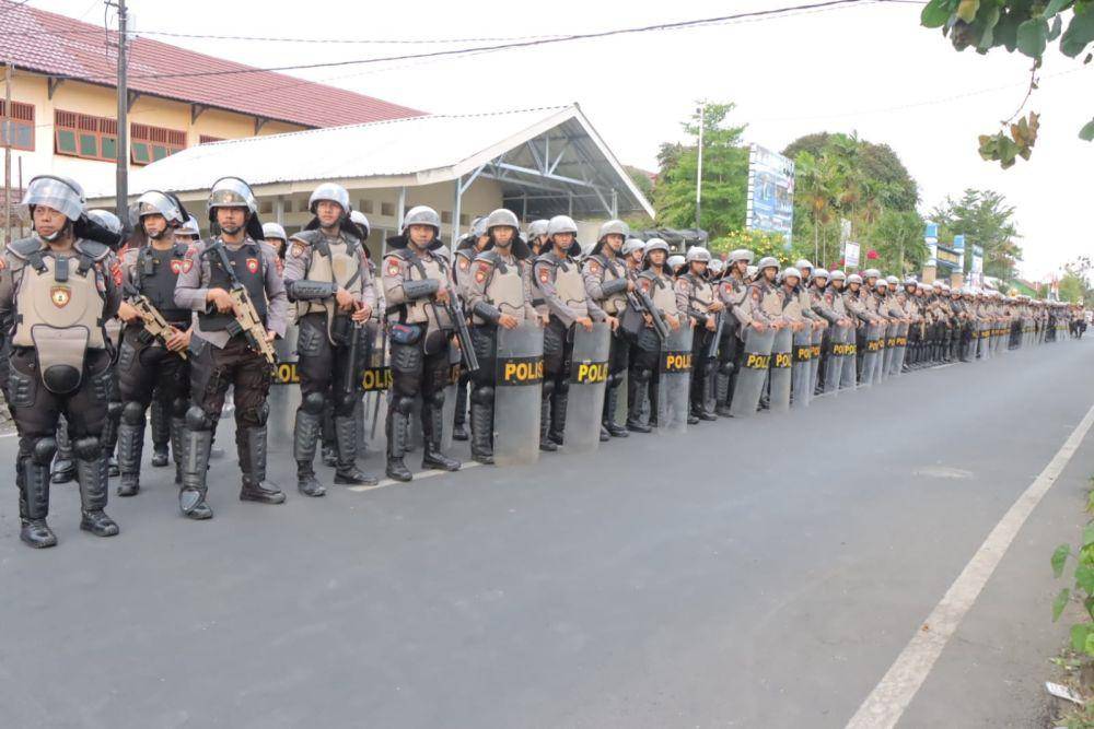 Aparat gabungan disiagakan di Monjok - Karang Taliwang Kota Mataram. (dok. Istimewa)