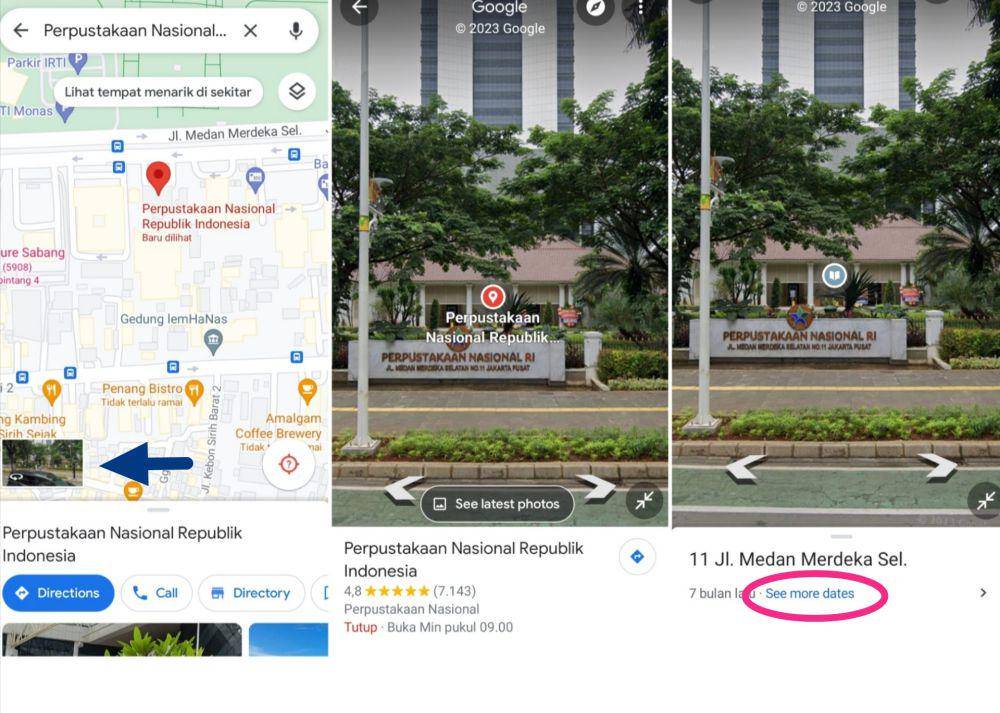 Ilustrasi melihat tampilan tempat dari tahun ke tahun (dok. tangkapan layar via Apps Google Maps)