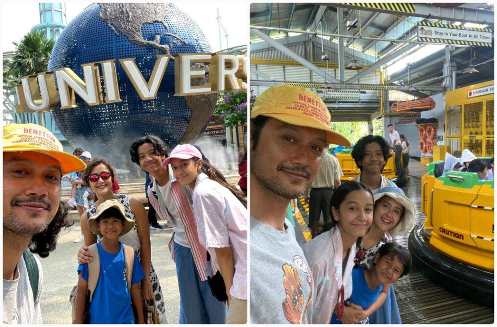 10 Potret Keluarga Dwi Sasono Liburan ke Universal Studio Singapura