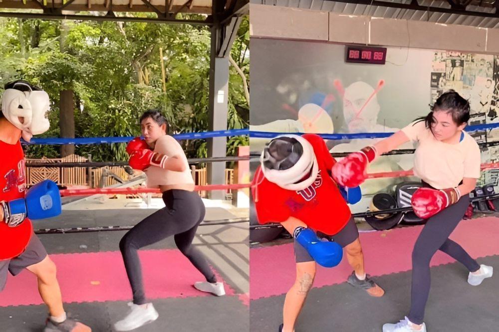 7 Potret Pamela Safitri Berlatih Tinju, Pernah Kalah Lawan Dinar Candy