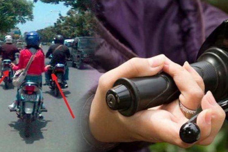 Ilustrasi naik motor tangan terbalik (Facebook/Moko Al Juasof)