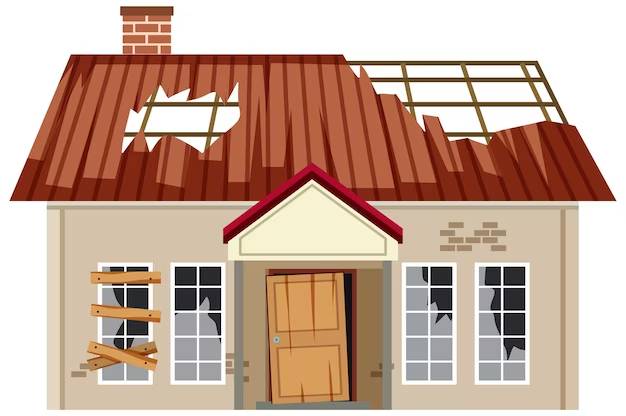 ilustrasi rumah rusak, roboh (freepik)