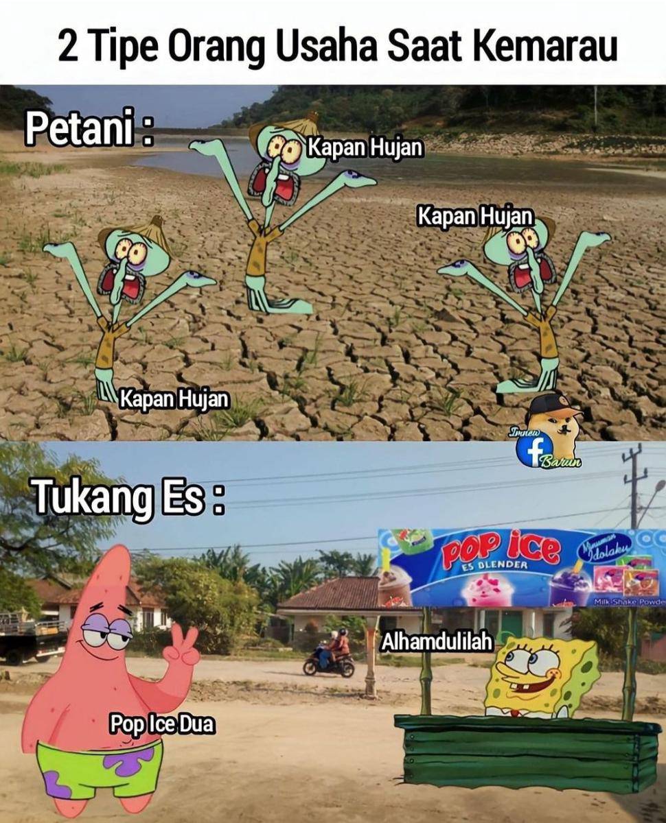 meme cuaca panas (instagram.com/lawakscience)