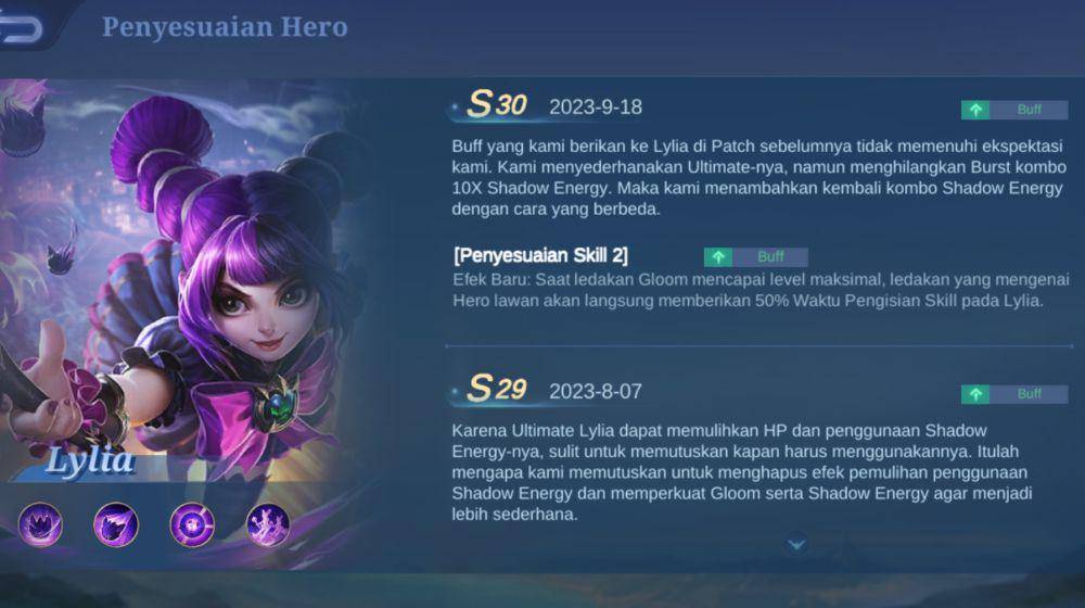 potret penyesuian hero Lylia (dok. Moonton/Mobile Legends)