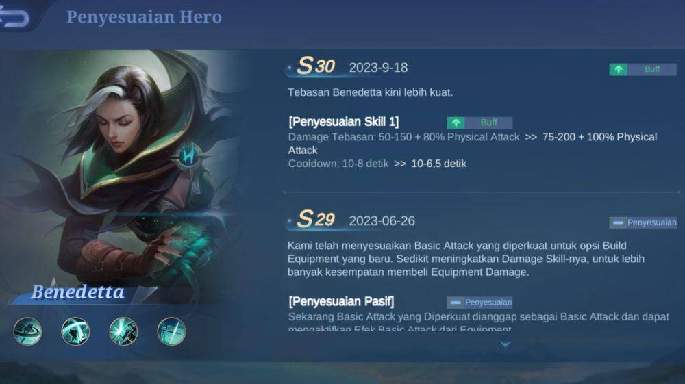 potret penyesuian hero Benedetta (dok. Moonton/Mobile Legends)