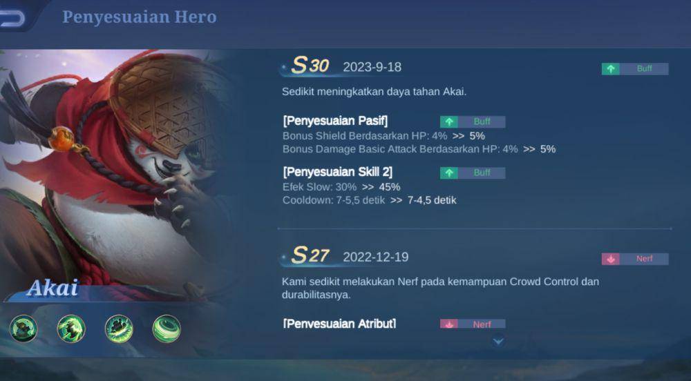 potret penyesuian hero Akai (dok. Moonton/Mobile Legends)