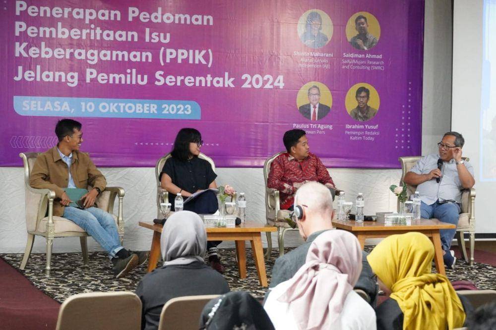 Diskusi Publik: Penerapan Pedoman Pemberitaan Isu Keberagaman (PPIK) Jelang Pemilu Serentak 2024, di Jakarta Pusat, Selasa (10/10/2023). (dok. Sejuk)