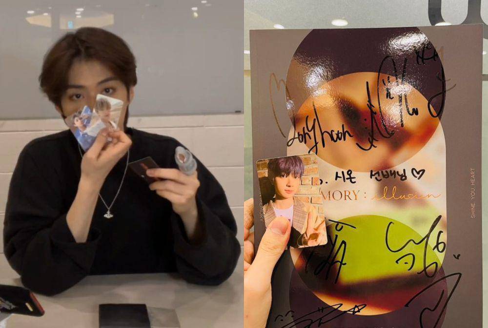 Xion ONEUS dengan koleksi photocard-nya (twitter.com/oneus_peru | twitter.com/oneus__moon1)