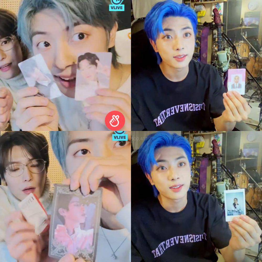Kanghyun ONEWE dengan koleksi photocard-nya (twitter.com/yigiuk)
