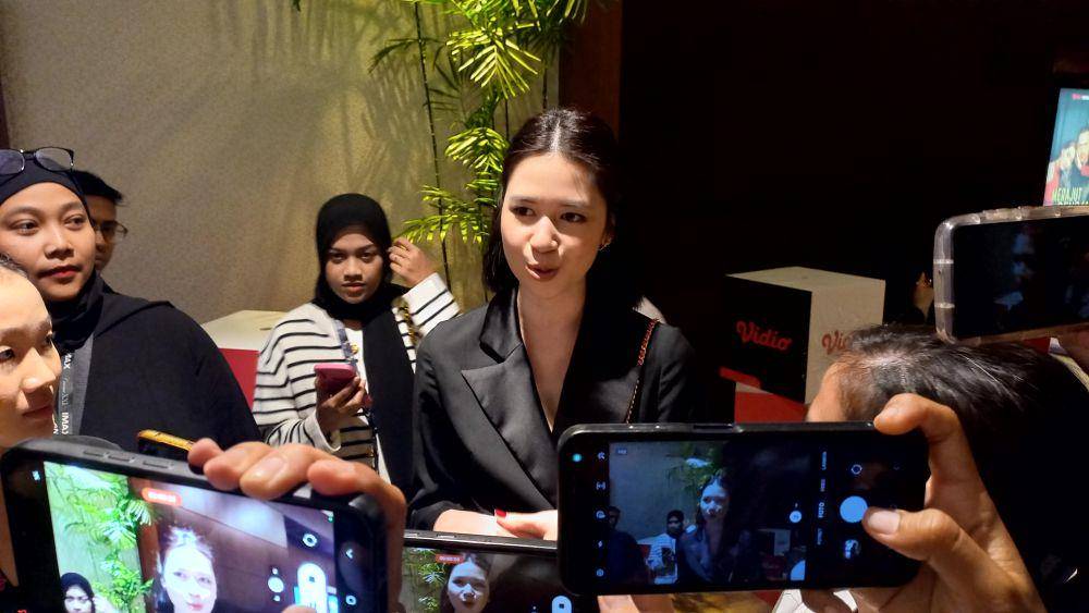 Laura Basuki di konferensi pers series Merajut Dendam (dok. Pribadi/Ines Melia)