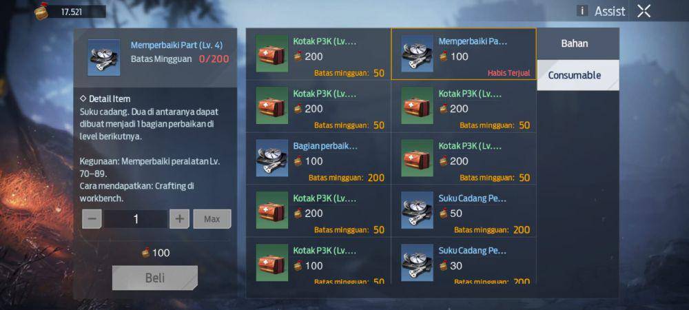 suku cadang perbaikan (dok. Tencent Games/Garena Undawn)
