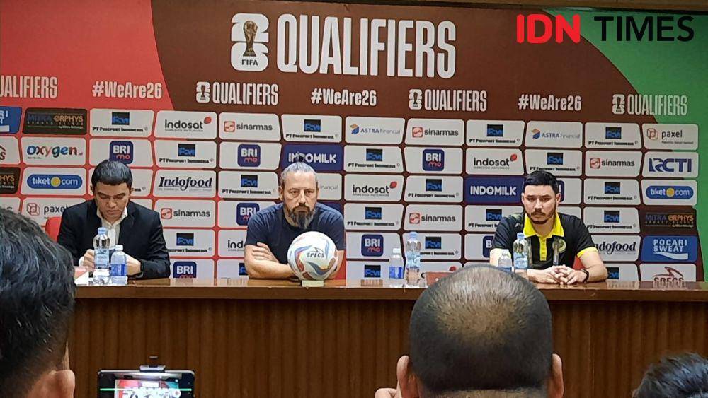 Preskon Timnas Indonesia lawan Brunei Darussalam. (IDN Times/Sandy Firdaus)