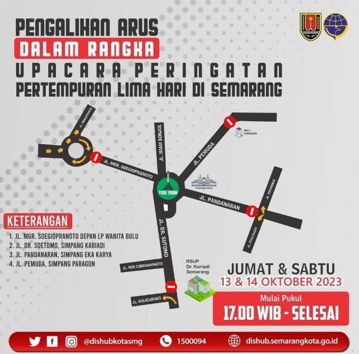 Jalan ke Tugu Muda Ditutup Peringati Pertempuran 5 Hari di Semarang