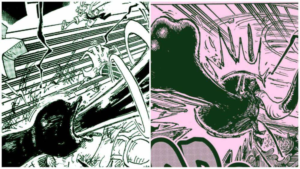 Serangan Luffy ke Kizaru dan serangan Luffy ke Kaido. (Dok. Shueisha/One Piece)