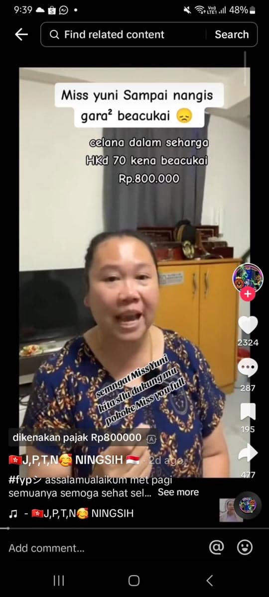 Celana Dalam Kiriman TKW Kena Bea Masuk Rp800 Ribu