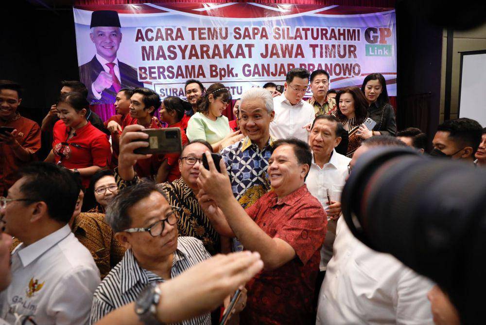 Ganjar Pranowo bertemu dengan sejumlah pengusaha di Surabaya, Jawa Timur, pada Sabtu (14/10/2023) (IDN Times/Istimewa)