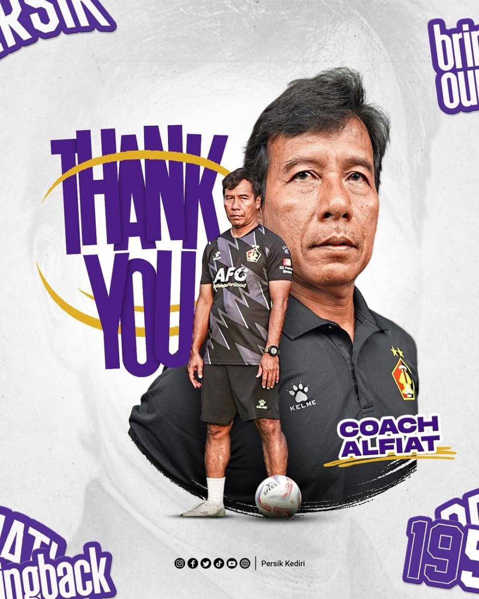 Ucapan terimakasih Persik Kediri untuk Alfiat. instagram.com/persikfcofficial
