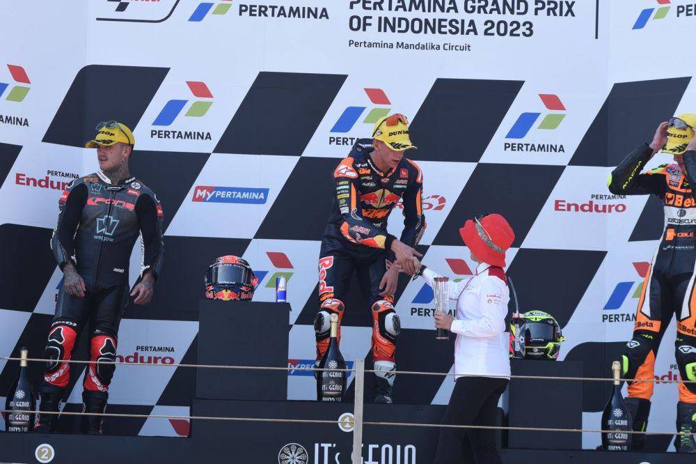 Gelaran Pertamina Grand Prix of Indonesia 2023 rampung hari ini, Minggu, 15 Oktober 2023. Selama 3 hari kegiatan, ajang balap internasional ini terbilang sukses dan ditutup dengan baik oleh kemenangan Francesco Bagnaia dari Ducati Lenovo Team. (Dok. Pertamina)