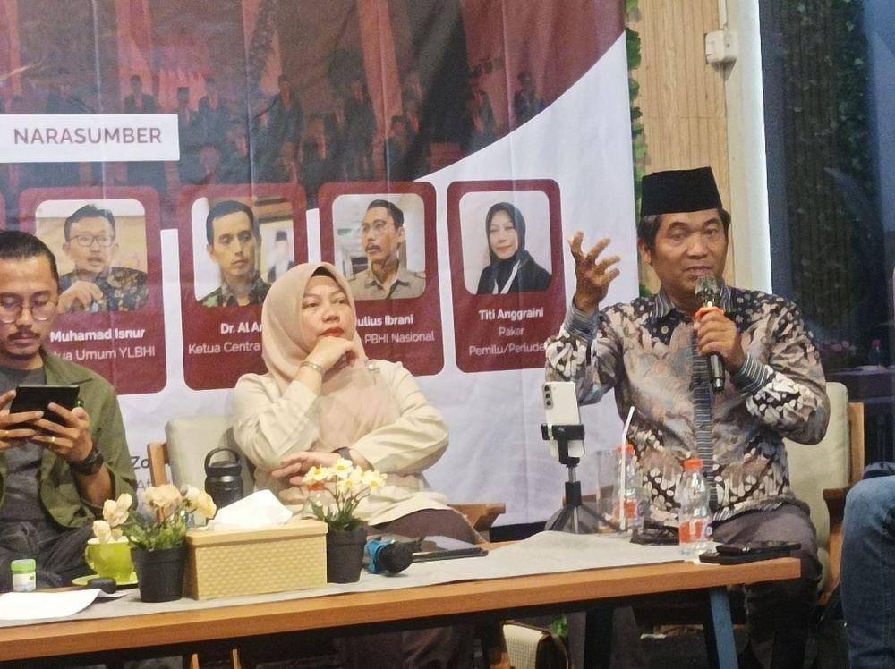 Pengamat politik, Ray Rangkuti dalam diskusi publik, Minggu (15/10/2023)/IDN Times Dini Suciatiningrum