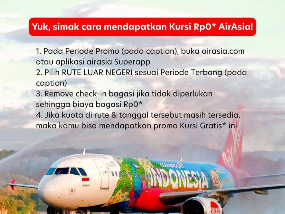 Cara dapat tiket promo AirAsia Rp0 (instagram.com/flyairasia.id)