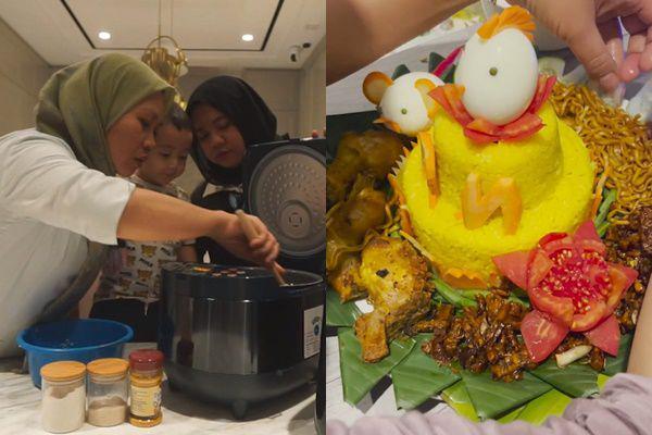 7 Potret Sus Rini dan Mbak Lala Bikin Tumpeng Anniversary Raffi-Nagita
